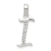 Sterling Silver Cz Letter I Initial Pendant