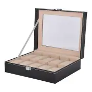 Flip Watch Box 10 Slots Watch Box Display Case PU Leather Watch Storage Boxe DGD