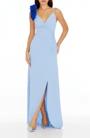 Dress the Population Camelia Ruffle Detail Gown in Sky-Electric Blue at Nordstrom, Size Small