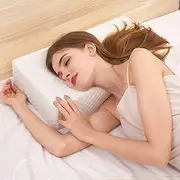 TOPPURE Cube Memory Foam Pillow for Side Sleepers (24"x12"x4" Rectangle Thin Pillow), Cervical Pillow for Neck and Shoulder Pain Relief, Neck Pillow, Bed Pillow with Washable Pillowcase, White