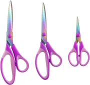 3PCS Purple Craft Scissors, Sharp Tailor Scissors, Titanium Blades Shears Rubber