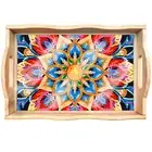 Diamond Painting Nesting Food Trays with Handle Coffee Table Tray (Flower)