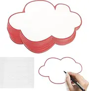 Pack of 51 Presentation Cards Blank Clouds Round Presentation Cards Set with 50 Self-Adhesive Velcro Tape for Office, School, Presentations, Lectures, Presentations and Conversation (23 x 14 cm)