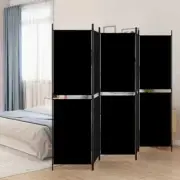 5-Panel Room Divider Folding Wall Privacy Screen Stand Black 250x180cm Fabric