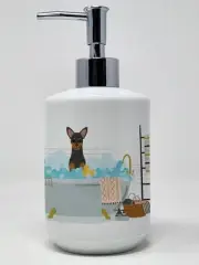 Manchester Terrier in Bathtub Ceramic Soap Dispenser Hand Soap Dispenser Pump