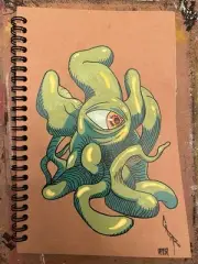 Shuma-Gorath Paint Sketch 100 Page Spiral Notebook 5" x 7" Brown Cardstock Cover