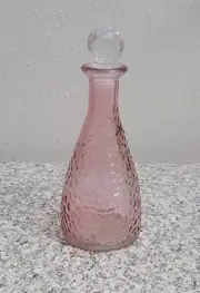 Decorative Pebble Glass Bottle With Stopper Pink Color