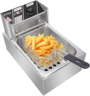 Electric Fryer,6L Commercial Electric Countertop Stainless Steel Deep Fryer Bask