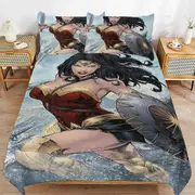 v2438 Bed Sheets Bedding Wonder Woman Bedding Sets Ultra Soft Skin-Friendly Duvet Cover 3 Piece, Cute Comforter Cover Bed Set for Boys Girls Kids ( 1