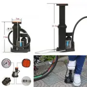 Motorcycle Bicycle Wheel Tyre Tire Air Pump Food Pedal Inflator Pressure gauge