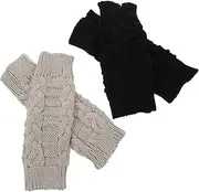 [TOVINANNA] 2Pairs Half Finger Gloves for Women Stylish Cold Mitts Light for Outdoor Activities Easy Touch Screen Use Present for Winter