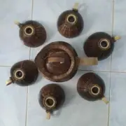 Eco Friendly Organic Coconut Shell Jug With Removable Lid And Cups Free Shipping