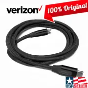 Verizon Logo 6FT Braided Black USB-C Charge Data Cable for Galaxy iPhone iPad