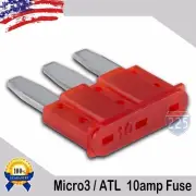 10 Pack 10A Micro3 Blade Fuse 10 AMP ATL 32V Automotive Car Truck Boat Marine RV