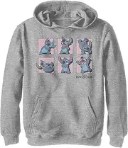 [Disney] Kids' Stitch Poses Hoodie, Athletic Heather, X-Large