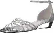 Easy Street Tarrah Crossover Wedge Sandals Silver Glitter 5 M NEW