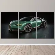 Bugatti Chiron Modern Hyper Fastest Sports Car 3 Piece Canvas Wall Art Print