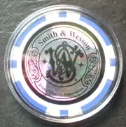 Smith & Wesson Blue Poker Chip Golf Ball Marker - Hologram Type