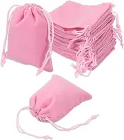 uxcell 20 Pcs Velvet Drawstring Bag, 2.7 x 3.5 Inch Jewelry Velvet Pouches Gift Bags for Wedding Party Favor Candy Jewelry Packaging Organizing Storage, Pink