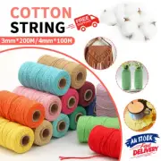 3mm/4mm Natural Cotton Twisted Cord Craft Macrame Artisan Rope Weaving Wire AU
