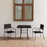 Patio Furniture Sets 3 Piece Garden Dining Set Poly Rattan Black