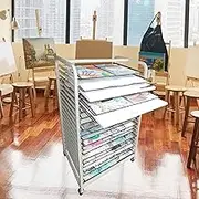 20-Layer Art Clothes Drying Rack with Wheels A2, 4K Oil Painting Board Clothes Drying Rack Mesh: 63X45CM Space-Saving Shelf 3.5cm Spacing Children's Clothes Drying Rack