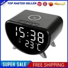 Digital Alarm Clock with Wireless Charging Desk Clock for Bedroom (Black)