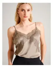 [Basque] Recycled Poly Lace Cami in Taupe
