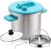 Home Pressure Canner and Cooker 7l/22cm Pressure Cooker Instant Cook Pot with Adjustable Exhaust Valve Dual Handle Works on All Cooktops Including Induction for Meats Poultry Seafood red(Blue)