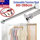 Extendable Curtain Tension Rod Telescopic Shower Pole Rail Wardrobe 60-295cm