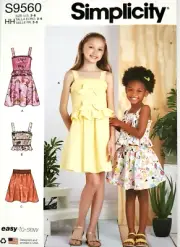 Simplicity 9560 Girls' Dress, Top and Skirt Sewing Pattern Sizes 3-6 *NEW*