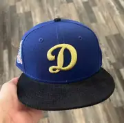 Exclusive New Era Los Angeles Dodgers Fitted Hat MLB Club Size 7 1/4 2tone Blue