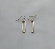 Gold Tone Link Cable Earrings Paperclip Charm Minimalist Style Handmade Artisan
