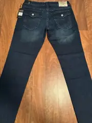 True Religion “Dark Saphire Wash” GENO SN FLAP relaxed slim jean 36x32 #106787