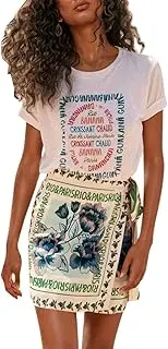 [Chartou] Women's Summer Floral Print Wrap Short Skirt Knot Side High Waist A Line Beach Mini Skirt