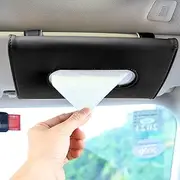 Car Tissue Holder, Sun Visor Napkin Holder, Hanging Paper Towel Case, PU Leather Tissue Box, Universal Auto Leather Visor Tissue Holder for Car Accessories Interior (Black)