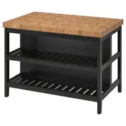 VADHOLMA Kitchen island, black, oak - Shop here