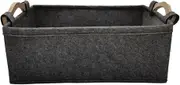 Felt Pet Toy Storage Box, Collapsible Storage Basket, Large Rectangle Felt Fabric Baskets, Storage Hamper with Handle, Suitable for Home and Office (Grey, 37.5*25*13 CM)