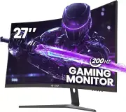 CRUA 27" Curved Gaming Monitor, 165Hz/200Hz FHD 1920x1080P VA Screen