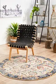 Summon Peacock Ivory Transitional Round Rug