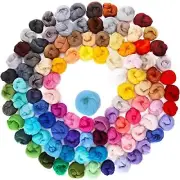 Habbi Needle Felting Wool - 100 Colors Wool Roving for Felting Wool Yarn Roving