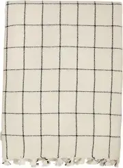 Mud Pie Stripe Check Blanket, Dark, 60" x 60"