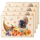 4pcs Thanksgiving Placemats, 17.7x11.8 Inch Fall Table Placemats Set of 4 Reu...