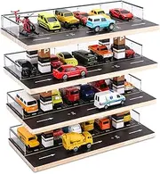 Saichotoy 1/64 Scale Parking Lot Diorama - Display Case for Hot Wheels & Matchbox Cars, Freestanding Car Storage with 4 Levels, 24 Spots for Premium Toy Cars, Trucks and Collectibles