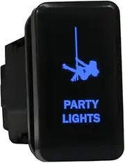 12V 3A ON-OFF Push Switch 8C22B Laser etched PARTY LIGHTS dual LEDs in BLUE For Toyota Hilux LandCruiser 70 100 Kluger Prado 120 HiAce FJ Cruiser and more