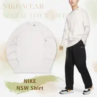 在飛比找Yahoo奇摩購物中心優惠-Nike 長袖上衣 NSW Shirt 男款 米白 復古 寬