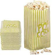 Relaxdays Popcorn Bags Set of 144 Striped Retro Cinema Movie Night Accessories Paper Popcorn Container Yellow White