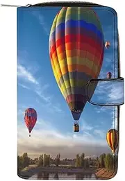 [QMNRTK] Hot Air Balloon Credit Card Wallet Rfid Blocking Slim Bifold Genuine Leather Minimalist Front Pocket Wallets Keychain Wallet for Men And Women, style, 19.7x11x3.5cm