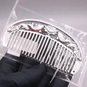 Solid 999 Fine Silver Cute Comb With Fish Pattern Portable Comb 3.81" L