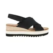 TOMS Diana Crossover Platform Wedge Espadrille Womens Black Casual Sandals 1002